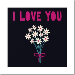I love you design with bunch of flowers Posters and Art